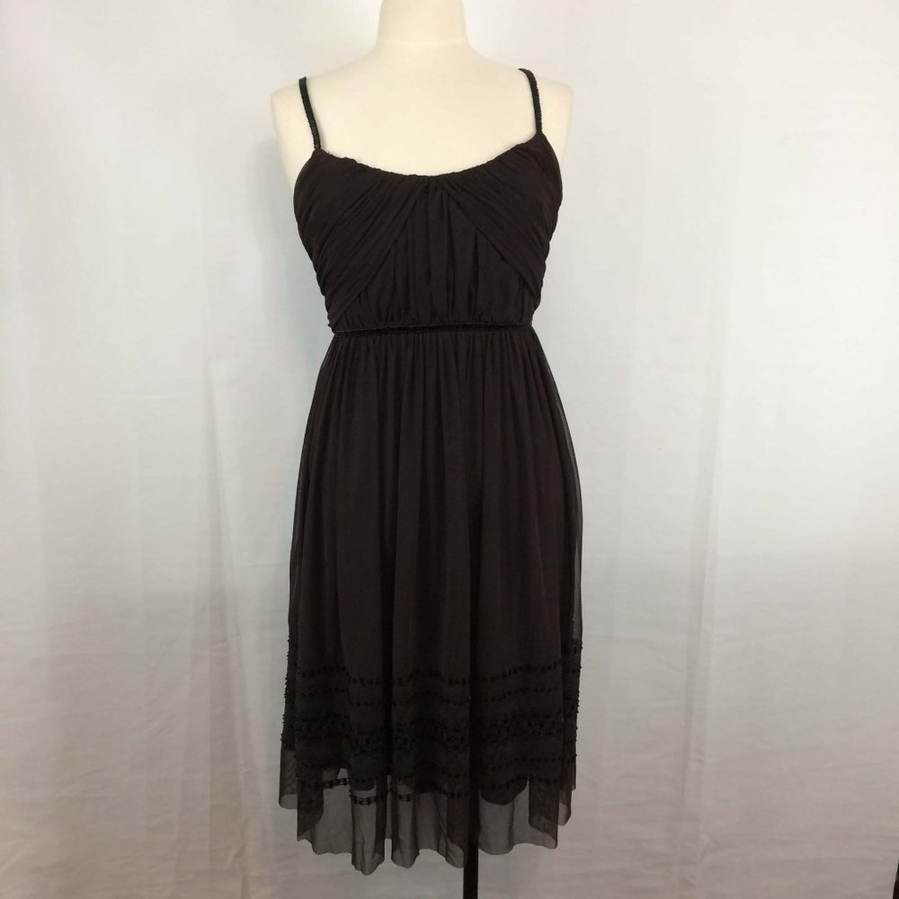 Maggy London Brown Cocktail‎ Dress with beaded trim